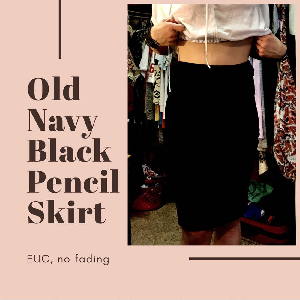 Pull-on style Black Pencil Skirt w/ Elastic Waist